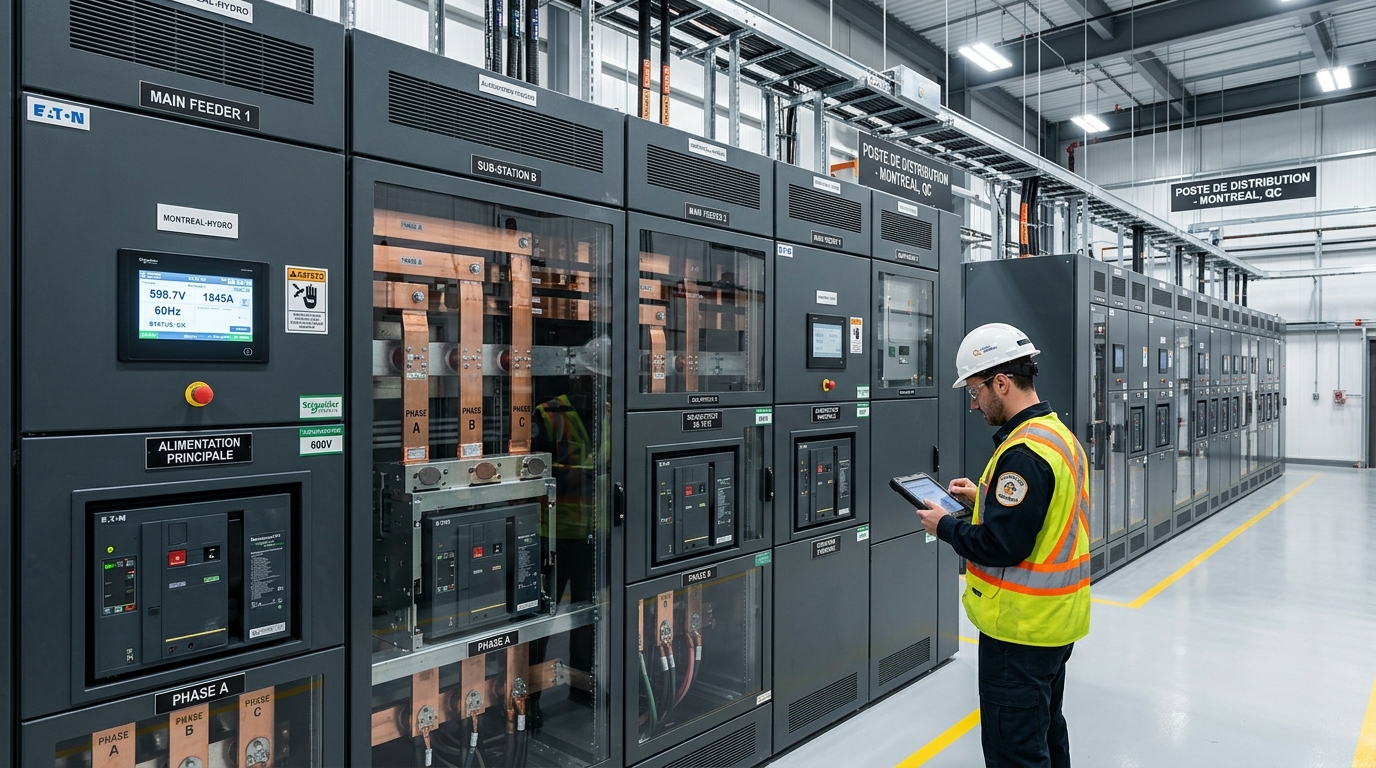 Distribution électrique et disjoncteurs industriels à Montréal